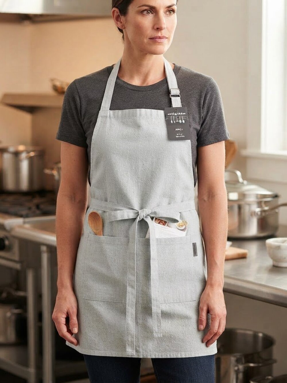 Apron for Women Men,Adjustable Neck Strap Long Ties Chef Aprons for Kitchen Cook